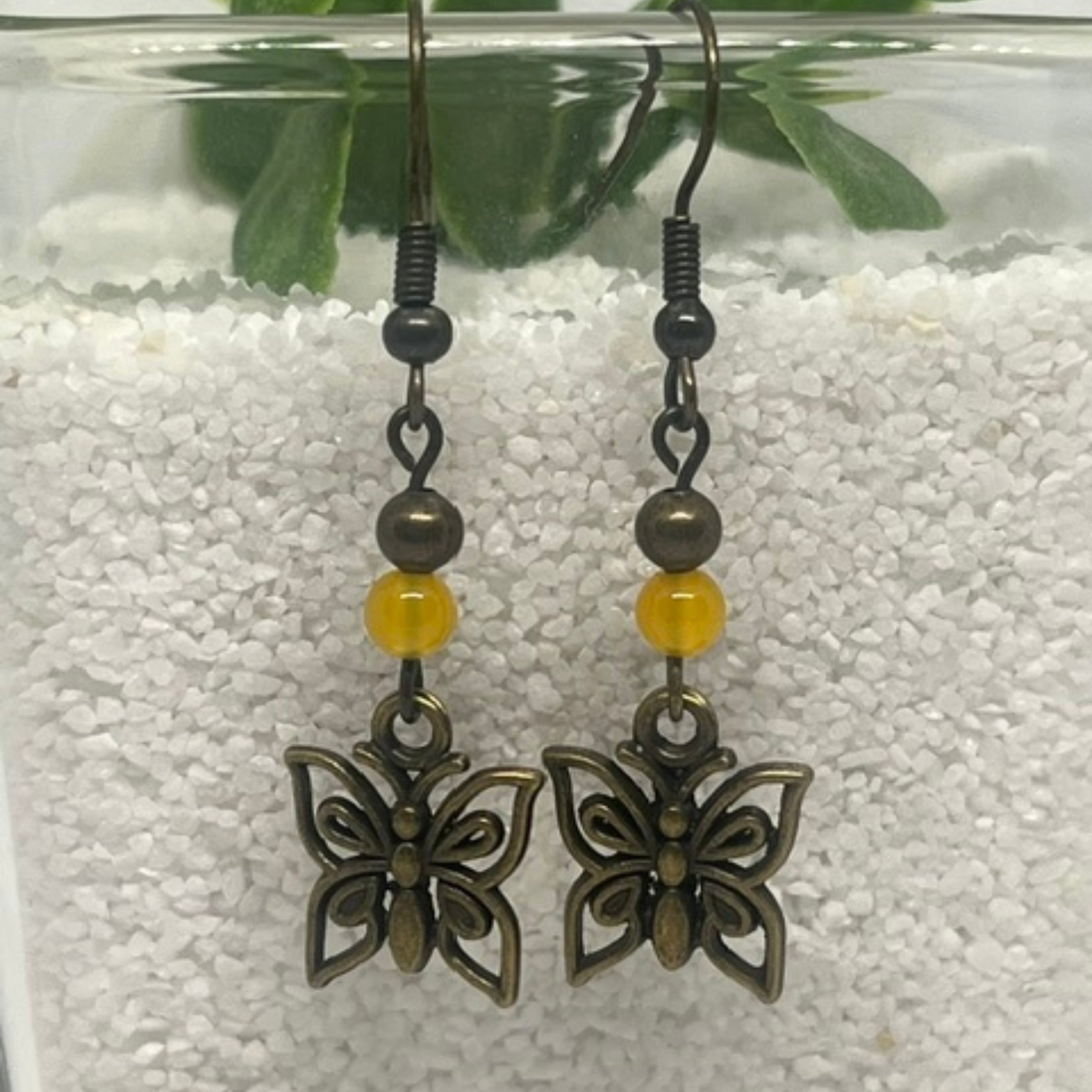 Bronze Butterfly Dangle Earrings