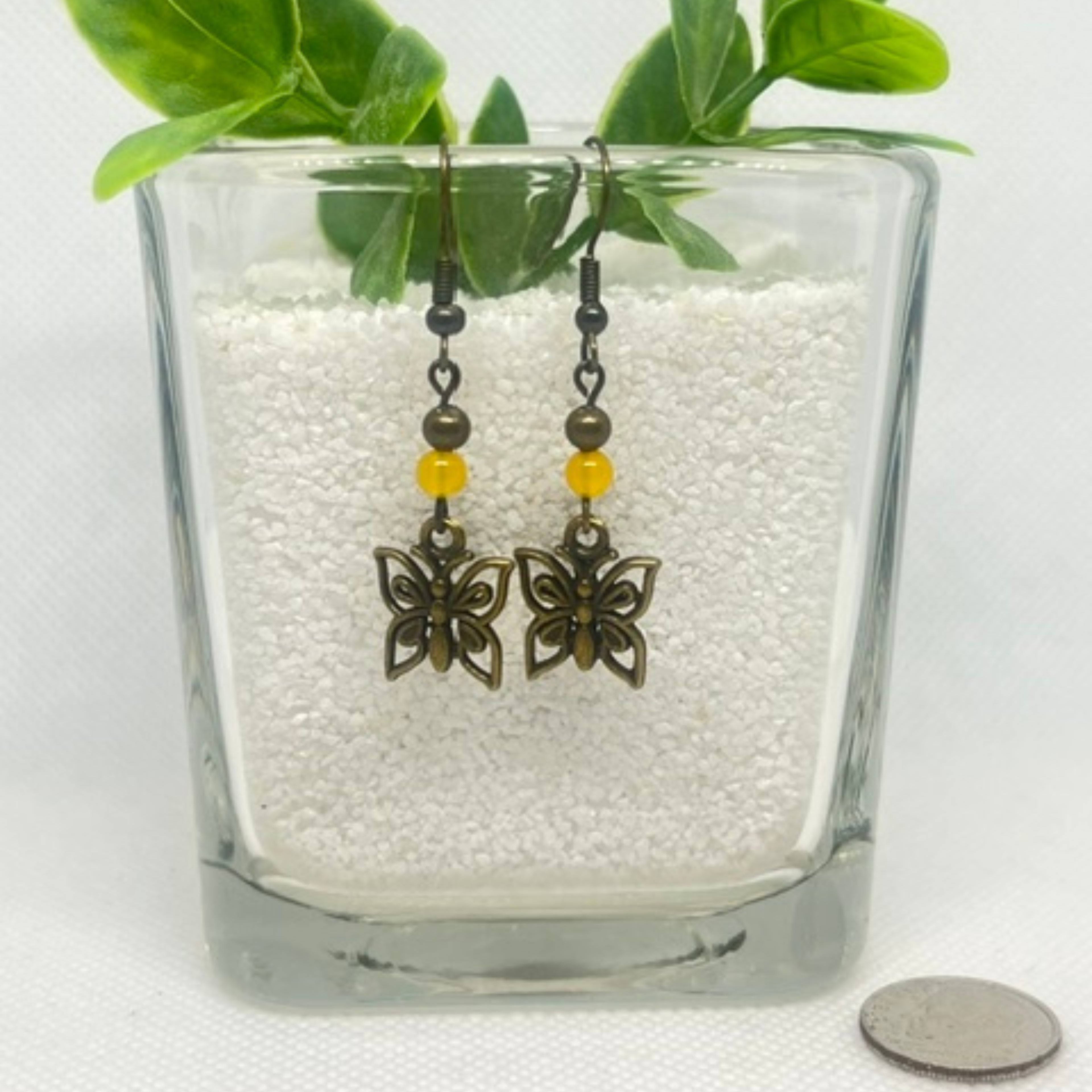 Bronze Butterfly Dangle Earrings