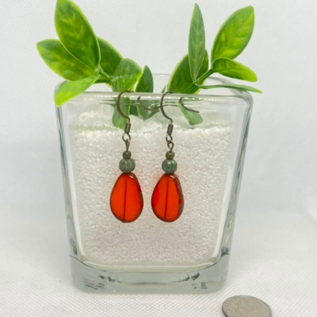 Orange Opaline Dangle Earrings